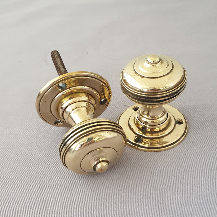 Antique 1900s Cast Brass Door Knobs