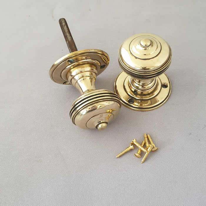 1900s Antique Cast Brass Door Knobs