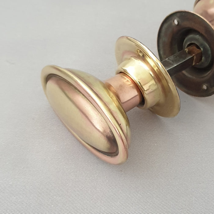 Antique Oval 1920s Brass Door Knobs