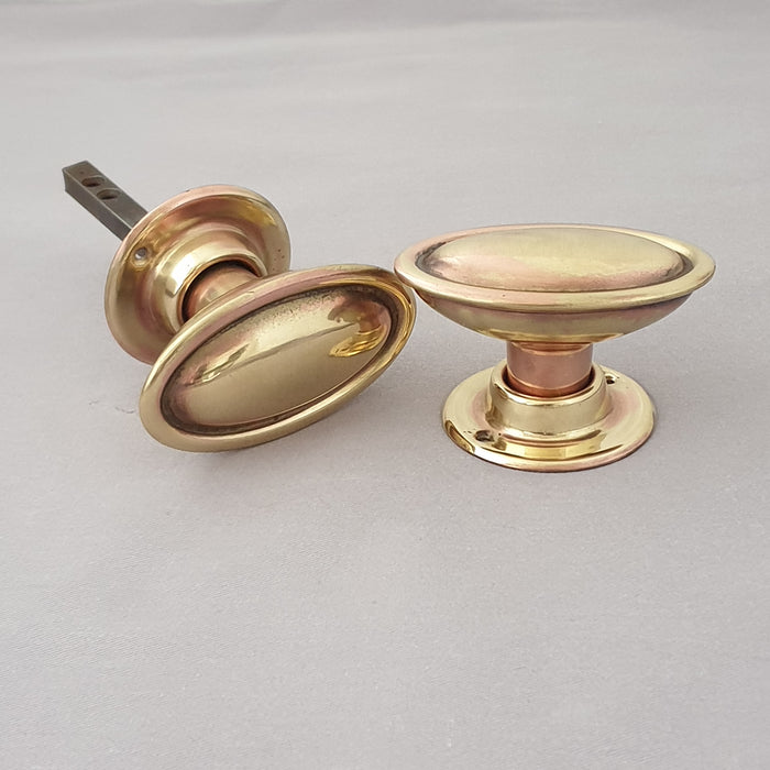 Antique Oval 1920s Brass Door Knobs