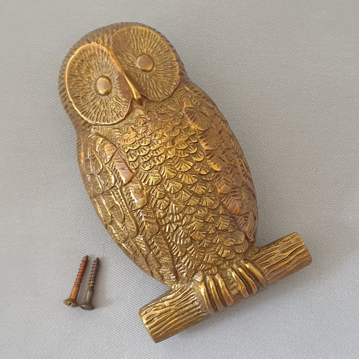 Aged Solid Cast Brass Owl Door Knocker