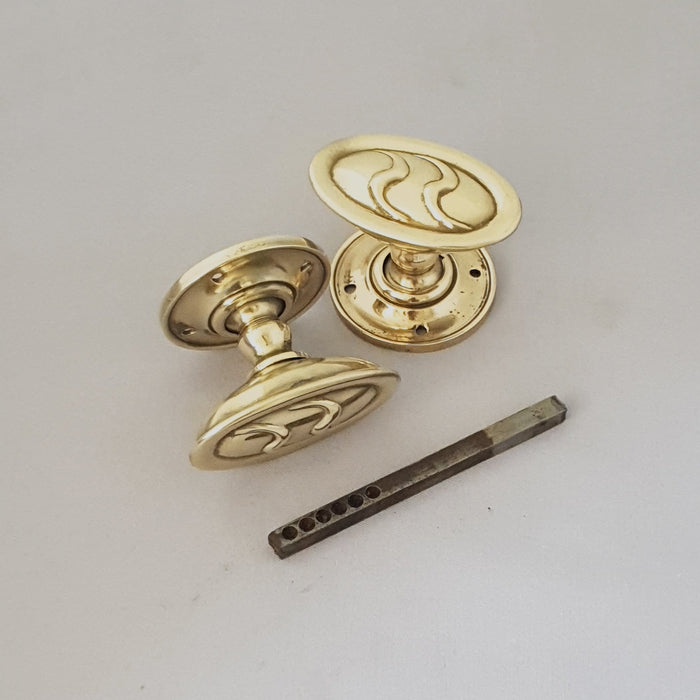 Antique Art Nouveau Oval Door Knobs