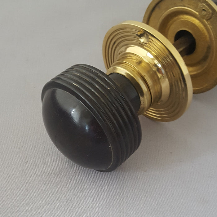 Antique Early 1900s Ebony Bun Door Knobs