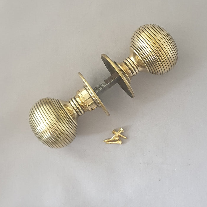 Large Brass 1930s Antique Beehive Door Knobs