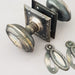 Nickel Antique Edwardian Oval Knobs & Escutcheons