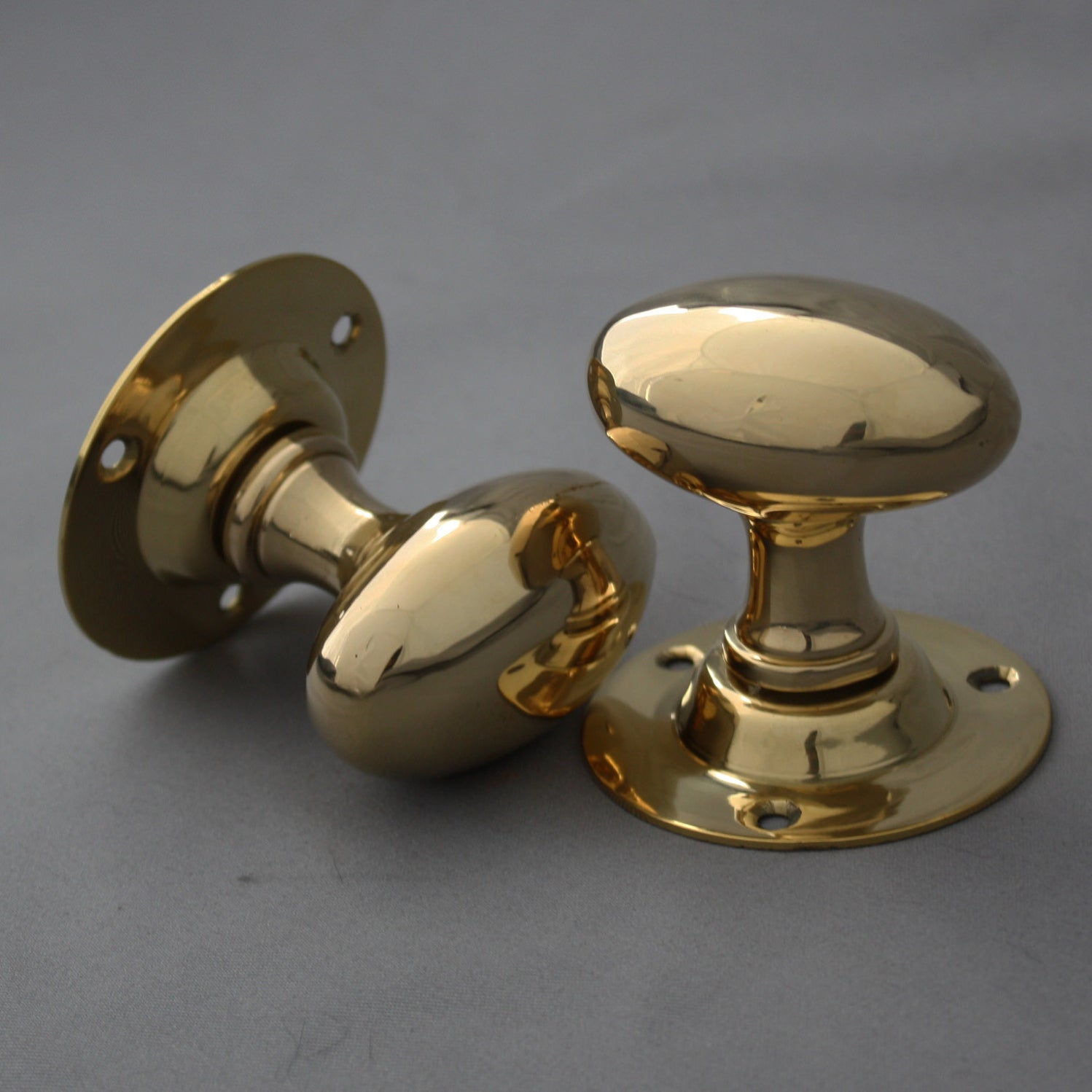 Edwardian Brass Oval Door Handles 